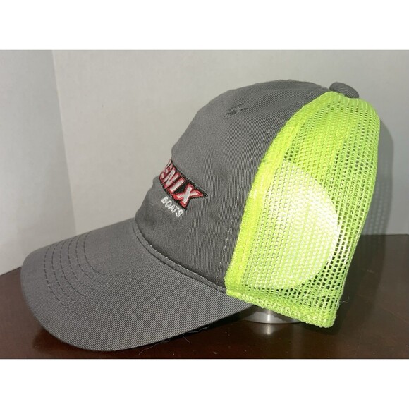 Outdoor Cap Pheonix Boats Trucker Baseball Cap Gray Red Neon Yellow Adjustable - Picture 2 of 5